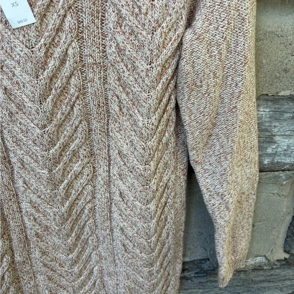 Talbots Women’s Tan and Rust Mottled Color Cotton Cable Knit Sweater XS NWT - Picture 4 of 7